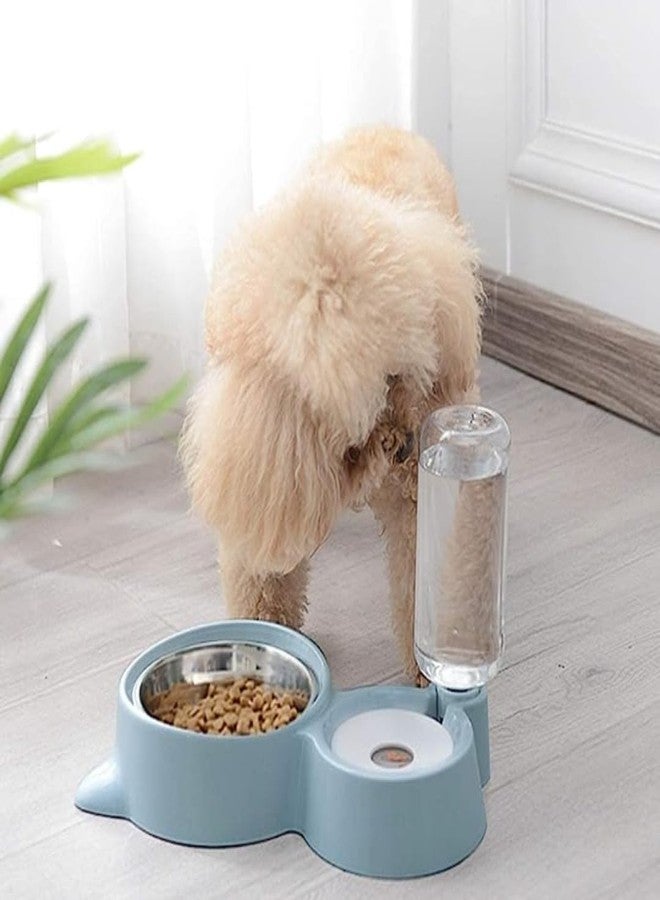 CREDLY Double Dog Cat Bowls Water and Food Bowl Set with Detachable Stainless Steel Bowl Automatic Water Dispenser Bottle Automatic Water Bowl for Cats Dogs Rats Rabbits Guinea Pigs Small Animals - Image 2